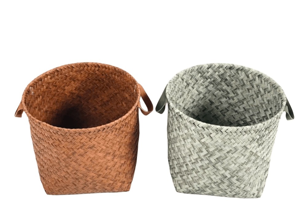 Premium PE Resin Woven Baskets with Collapsible PU Handles